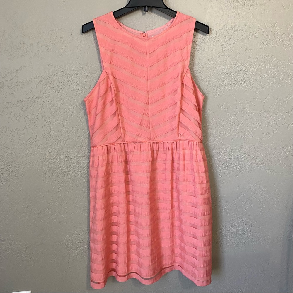 Loft | peach/coral fit and flare dress size 14